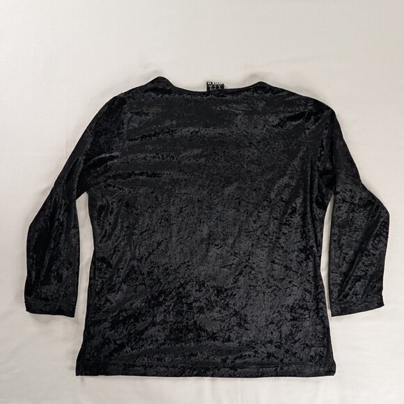 VTG Black Velvet Long Sleeve Gold Embroidered Paisley All Over Print Y2k Top - Picture 3 of 6